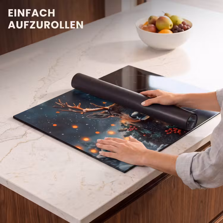 Herdabdeckplatte - Hirsch - Weihnachten - Winter - Schnee - Weihnachtskranz — 7