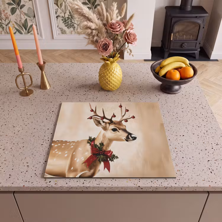 Herdabdeckplatte - Geweih - Weihnachten - Rentier - Rot — 2