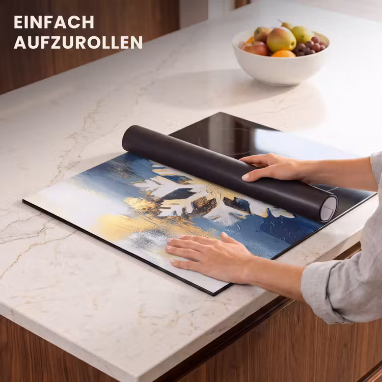 Herdabdeckplatte - Abstrakt - Winter - Schneeflocke - Schnee - Gold — 7