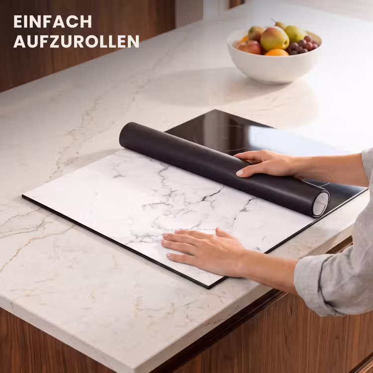 Herdabdeckplatte - Marmor - Weiß - Grau - Luxus - Marmoroptik - Strukturiert — 7
