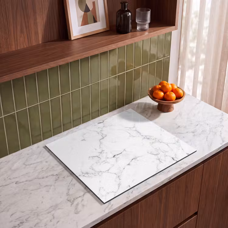 Herdabdeckplatte - Marmor - Weiß - Grau - Luxus - Marmoroptik - Strukturiert — 8