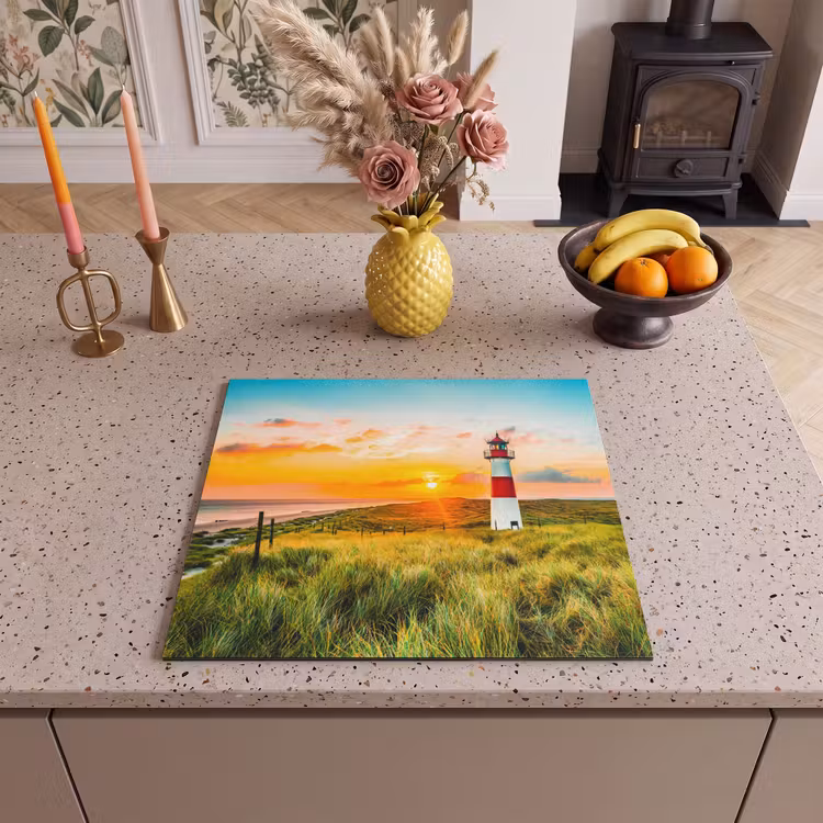 Herdabdeckplatte - Leuchtturm - Natur - Sonne - Landschaft - Gras - Strand - Meer — 2