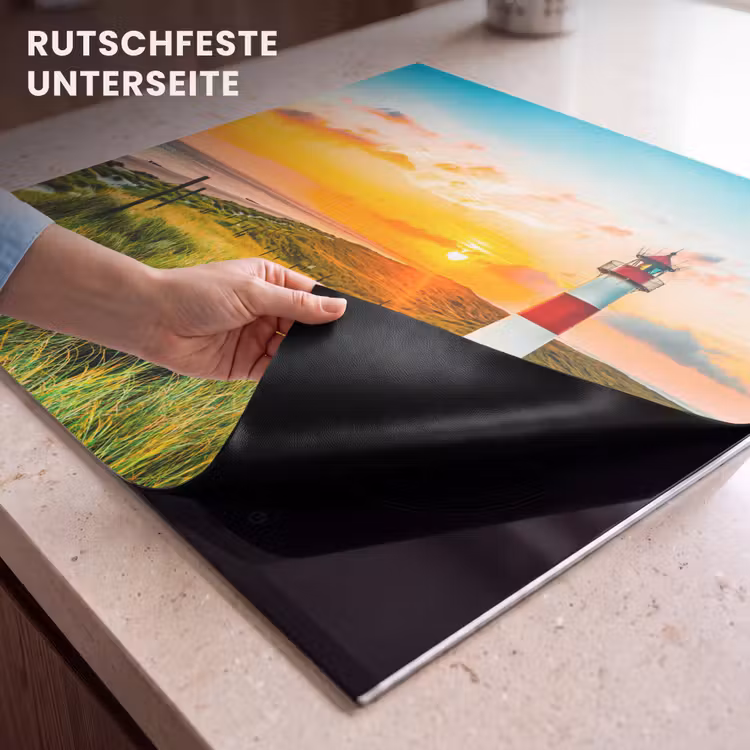 Herdabdeckplatte - Leuchtturm - Natur - Sonne - Landschaft - Gras - Strand - Meer — 9