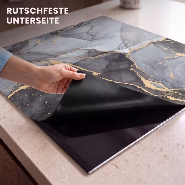 Herdabdeckplatte - Marmor - Abstrakt - Gold - Grau — 9