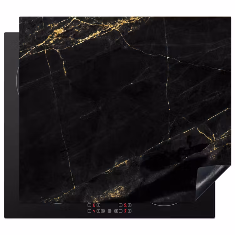 Herdabdeckplatte - Schwarz - Gold - Marmor — 1
