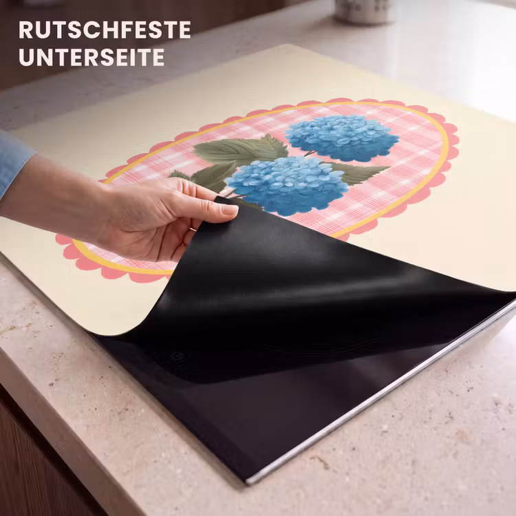 Herdabdeckplatte - Blumen - Blau - Liste - Blätter — 9