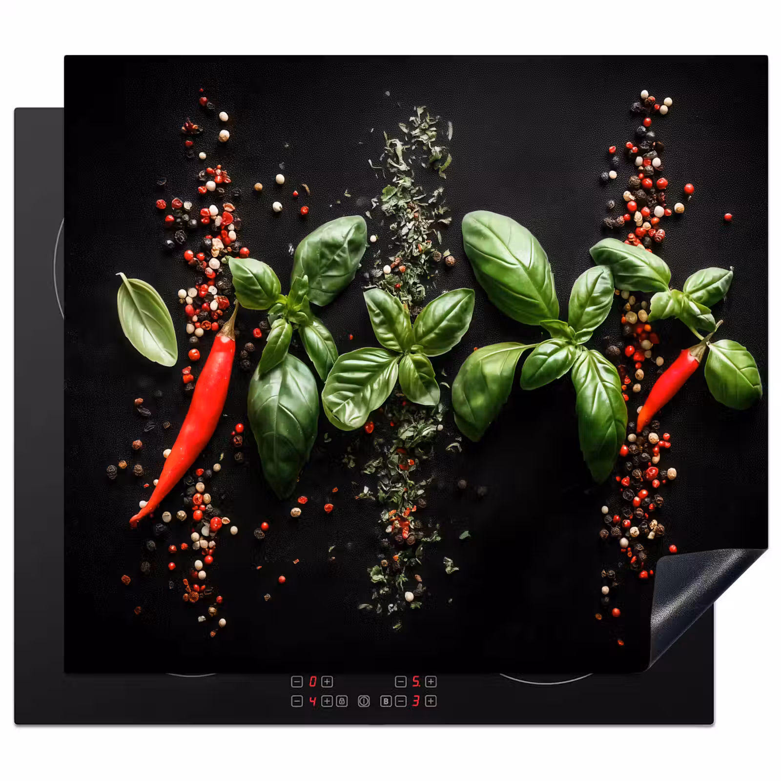 Herdabdeckplatte - Chili - Basilikum - Blätter - Rot — 1