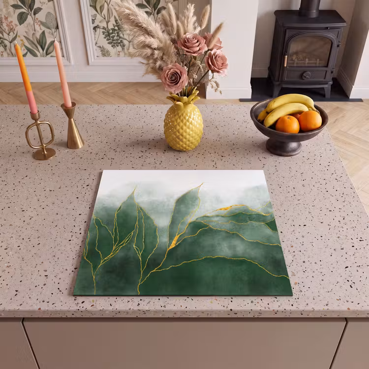 Herdabdeckplatte - Marmor - Grün - Luxus - Gold - Marmoroptik — 2