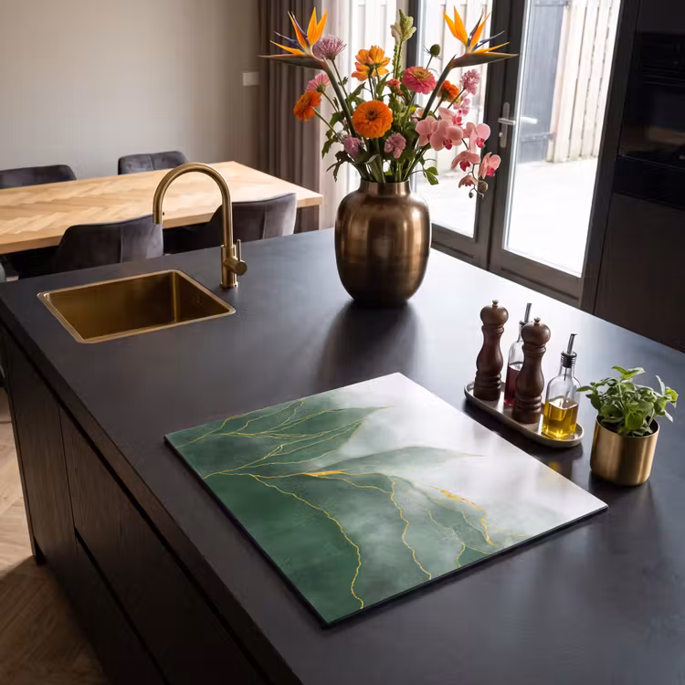 Herdabdeckplatte - Marmor - Grün - Luxus - Gold - Marmoroptik — 5