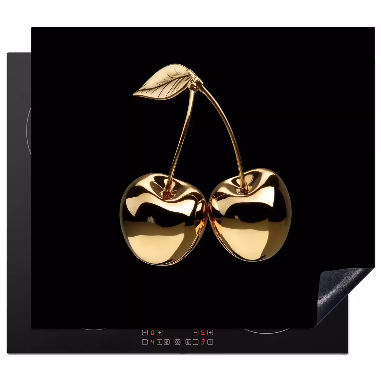 Herdabdeckplatte - Kirsche - Schwarz - Gold - Chrom — 1