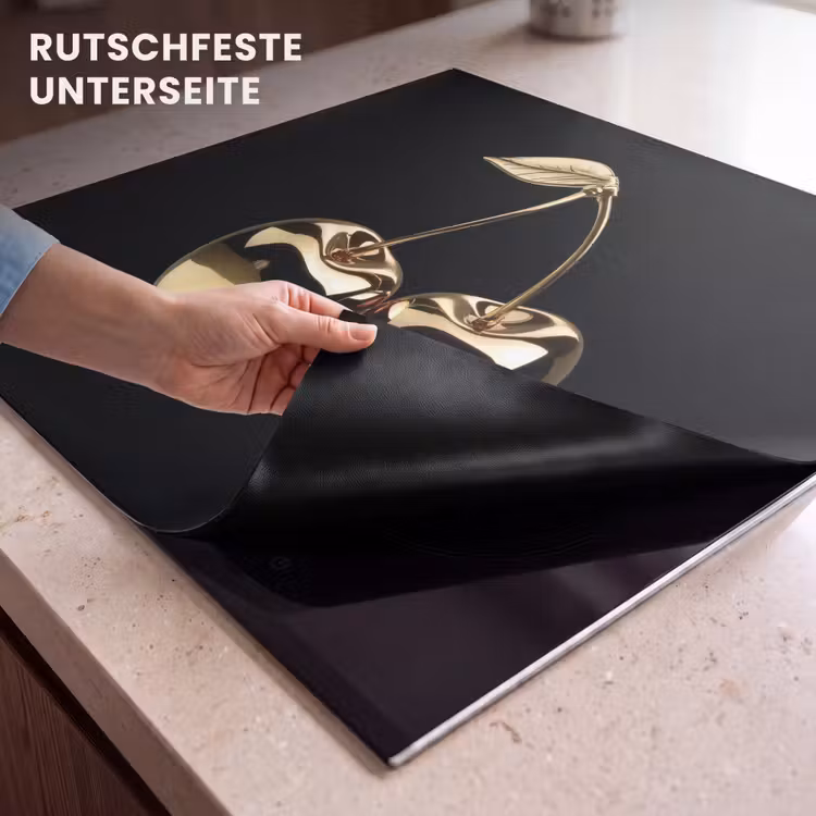 Herdabdeckplatte - Kirsche - Schwarz - Gold - Chrom — 9