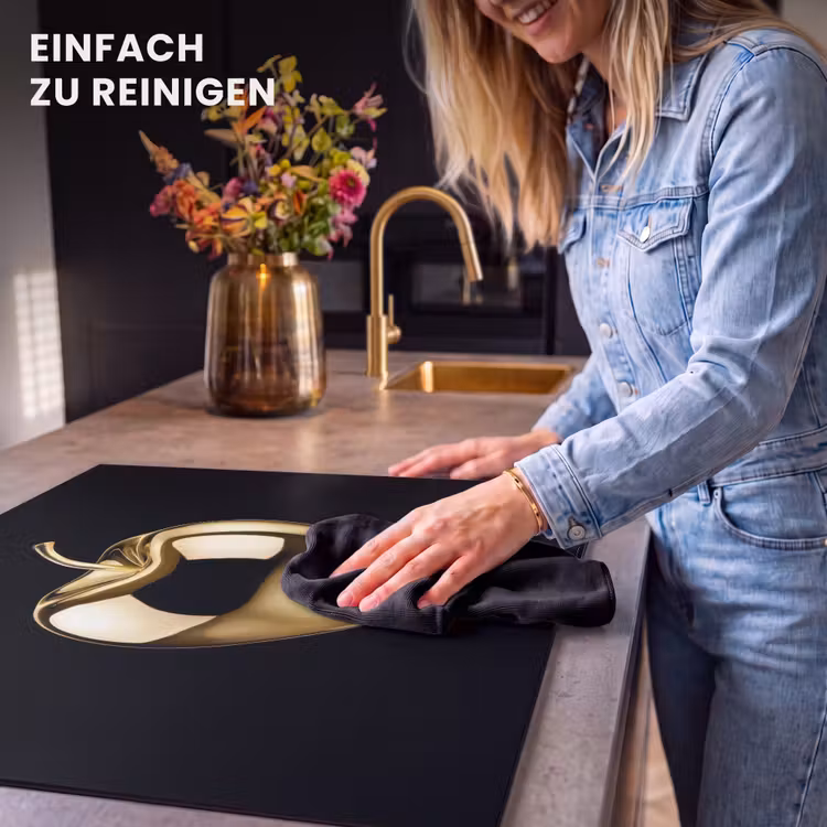 Herdabdeckplatte - Apfel - Gold - Chrom - Schwarz — 6