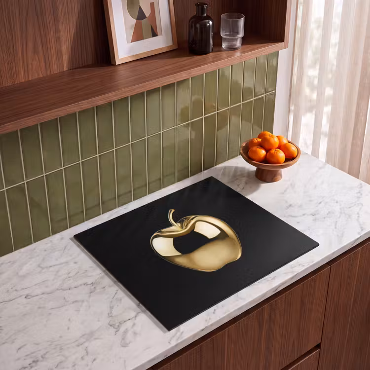 Herdabdeckplatte - Apfel - Gold - Chrom - Schwarz — 8