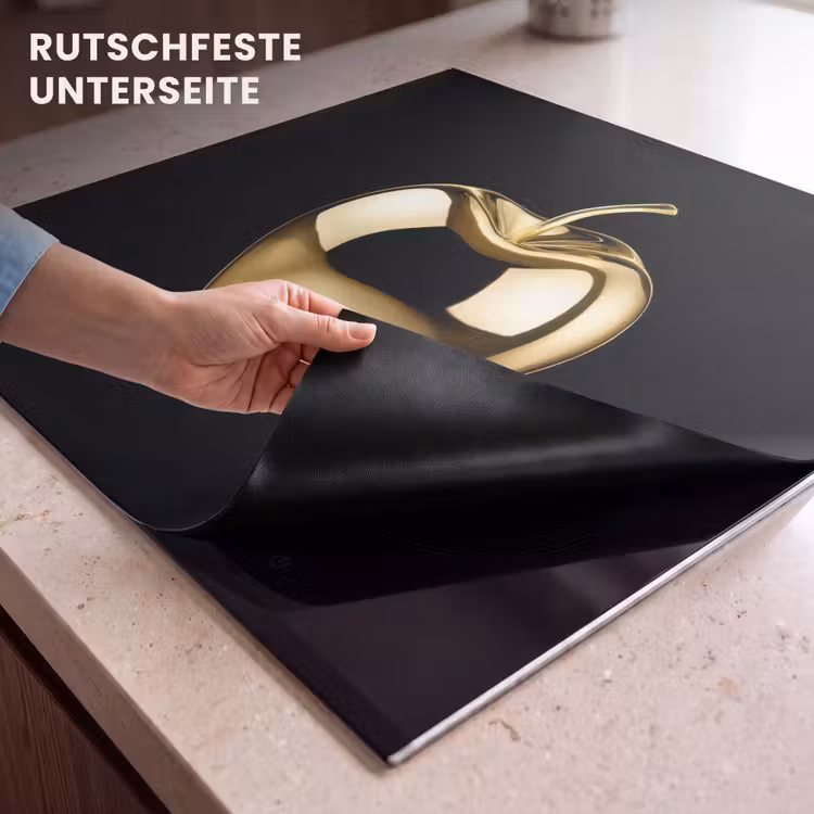 Herdabdeckplatte - Apfel - Gold - Chrom - Schwarz — 9