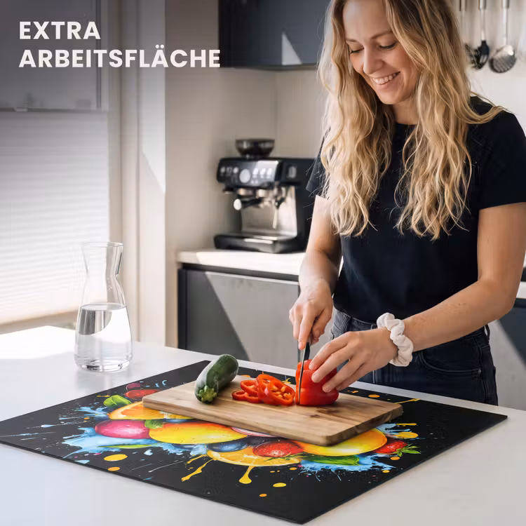 Herdabdeckplatte - Obst - Graffiti - Bunt - Orange - Erdbeere - Abstrakt — 4