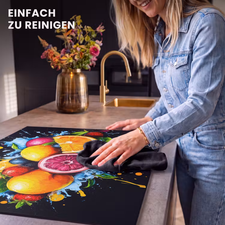 Herdabdeckplatte - Obst - Graffiti - Bunt - Orange - Erdbeere - Abstrakt — 6