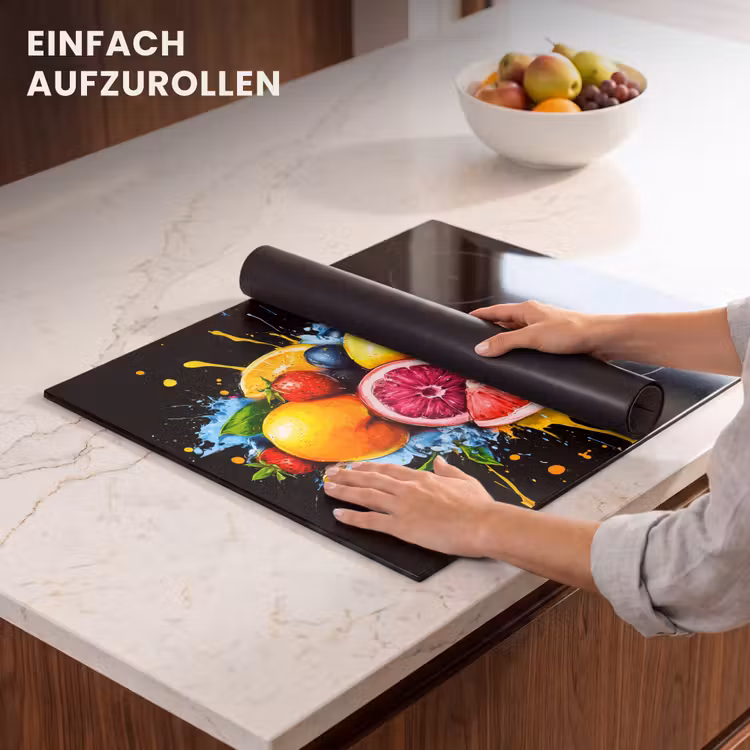 Herdabdeckplatte - Obst - Graffiti - Bunt - Orange - Erdbeere - Abstrakt — 7