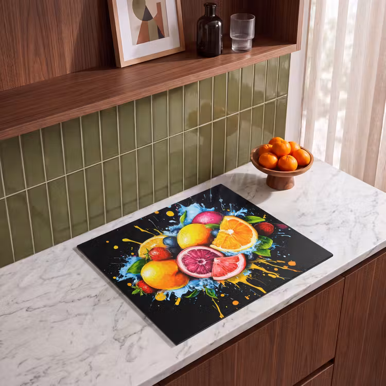 Herdabdeckplatte - Obst - Graffiti - Bunt - Orange - Erdbeere - Abstrakt — 8