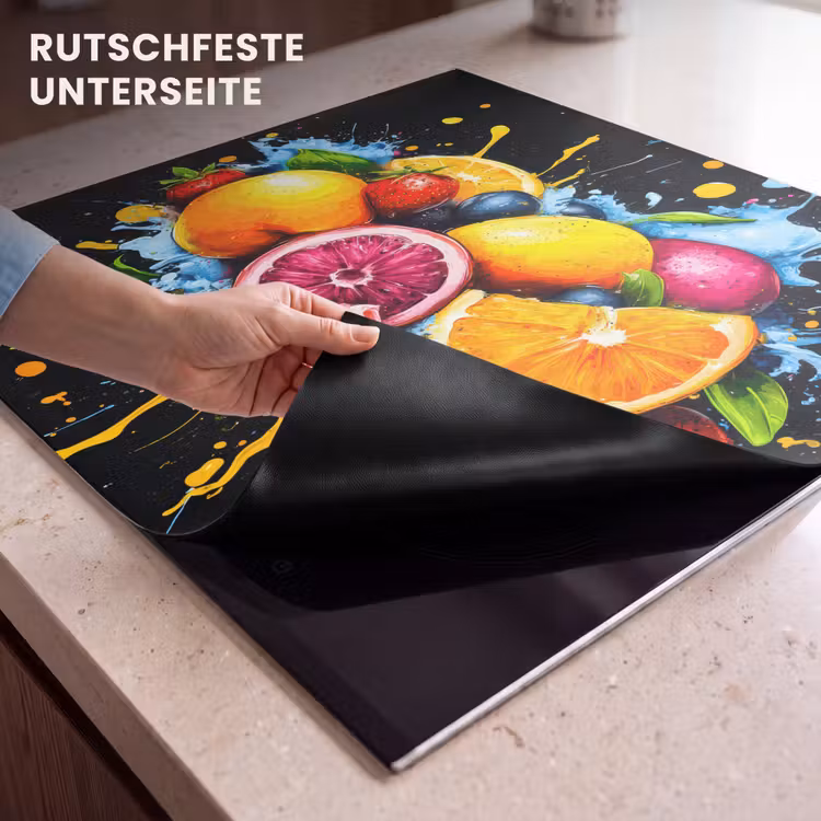 Herdabdeckplatte - Obst - Graffiti - Bunt - Orange - Erdbeere - Abstrakt — 9