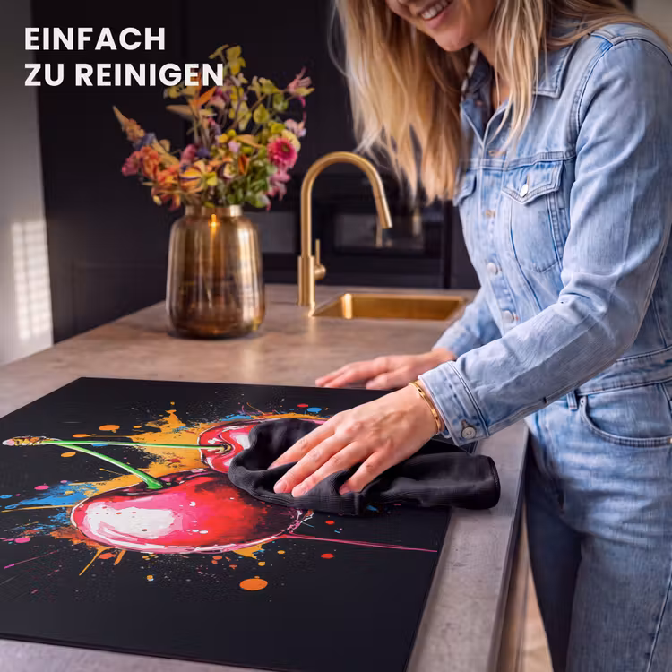 Herdabdeckplatte - Kirschen - Obst - Graffiti - Farbe - Abstrakt - Modern - Farbenfroh — 6