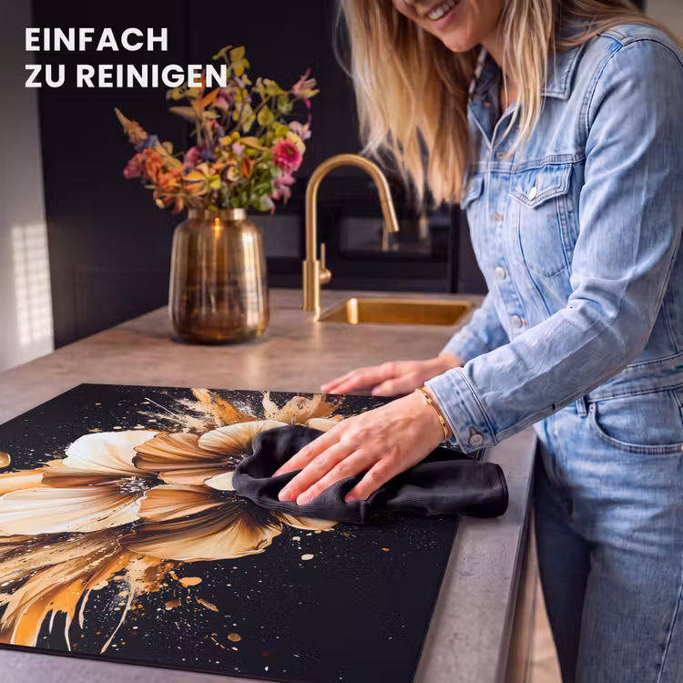 Herdabdeckplatte - Blumen - Gold - Graffiti - Schwarz - Abstrakt — 6