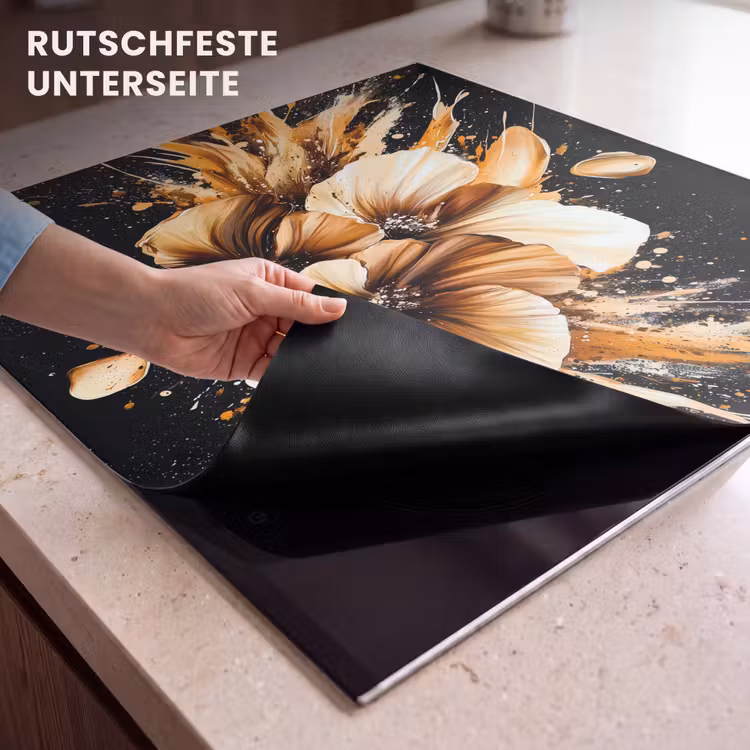Herdabdeckplatte - Blumen - Gold - Graffiti - Schwarz - Abstrakt — 9
