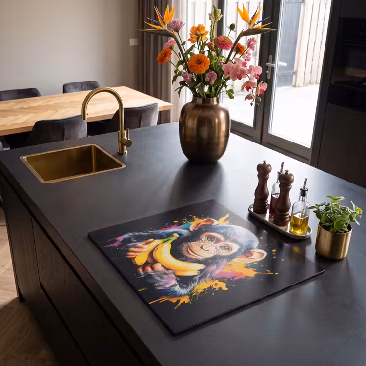 Herdabdeckplatte - Affe - Graffiti - Farbenfroh - Bananen - Modern — 5