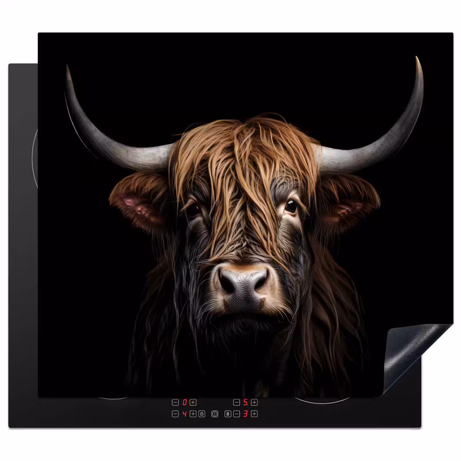 Herdabdeckplatte - Schottischer Highlander - Porträt - Schwarz - Tier — 1
