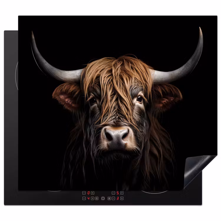 Herdabdeckplatte - Schottischer Highlander - Porträt - Schwarz - Tier — 1