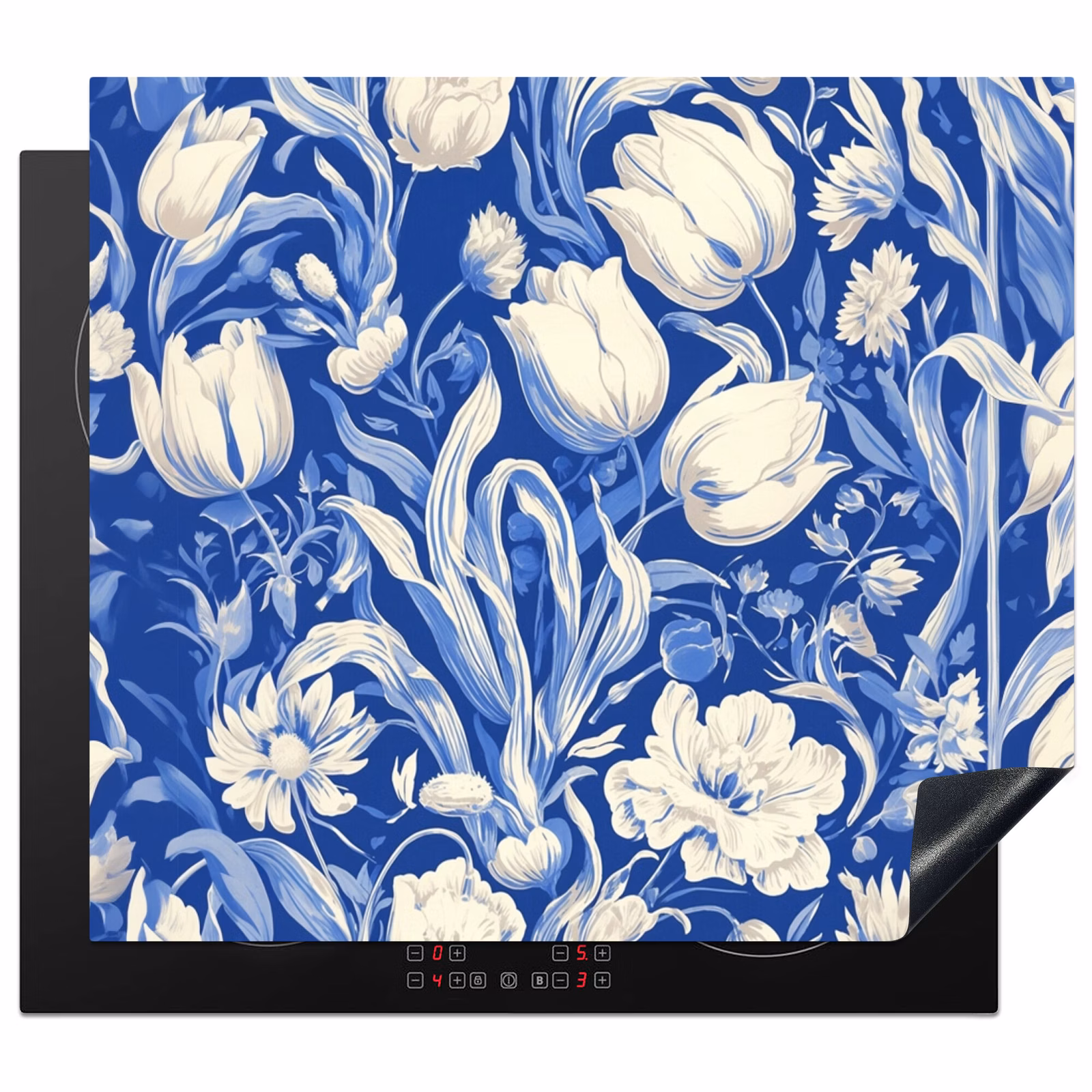 Herdabdeckplatte - Blumen - Delfter Blau - Muster - Tulpe — 1