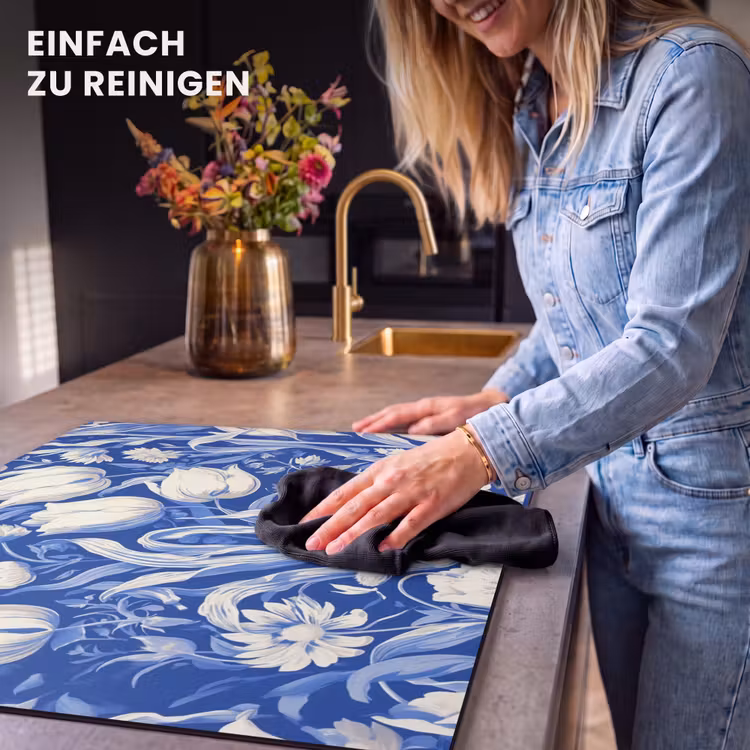 Herdabdeckplatte - Blumen - Delfter Blau - Muster - Tulpe — 6