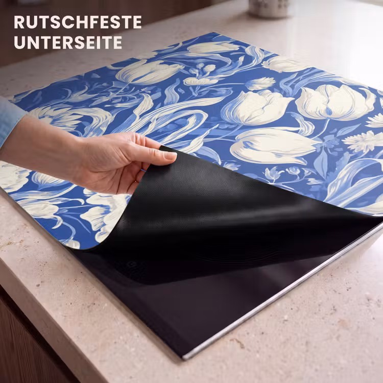 Herdabdeckplatte - Blumen - Delfter Blau - Muster - Tulpe — 9