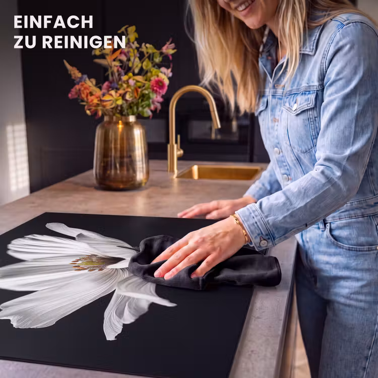 Herdabdeckplatte - Blume - Schwarz - Weiß — 6