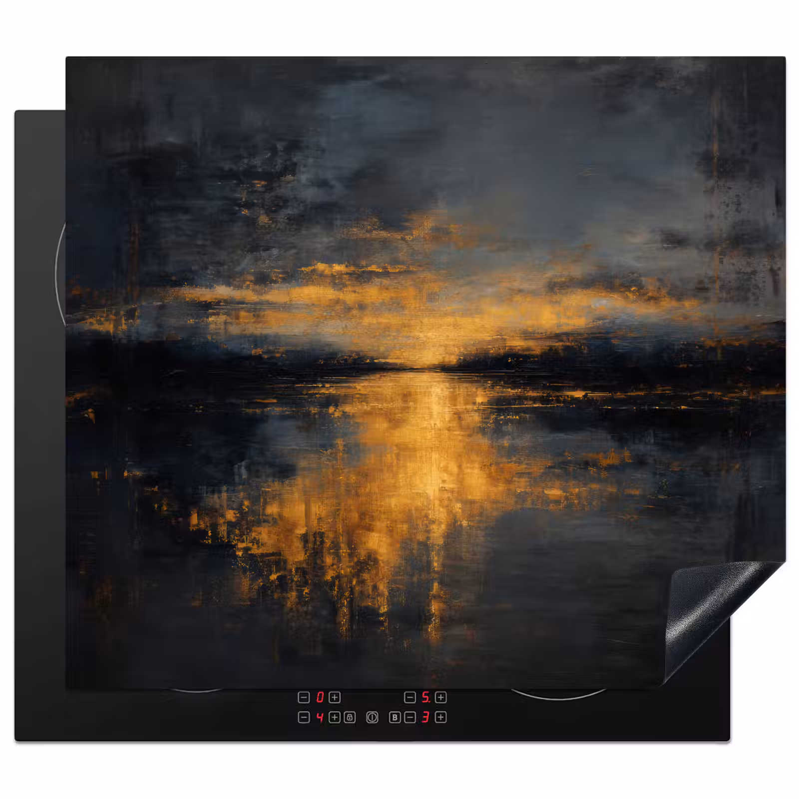 Herdabdeckplatte - Goldene Reflexion auf dem Wasser — 1