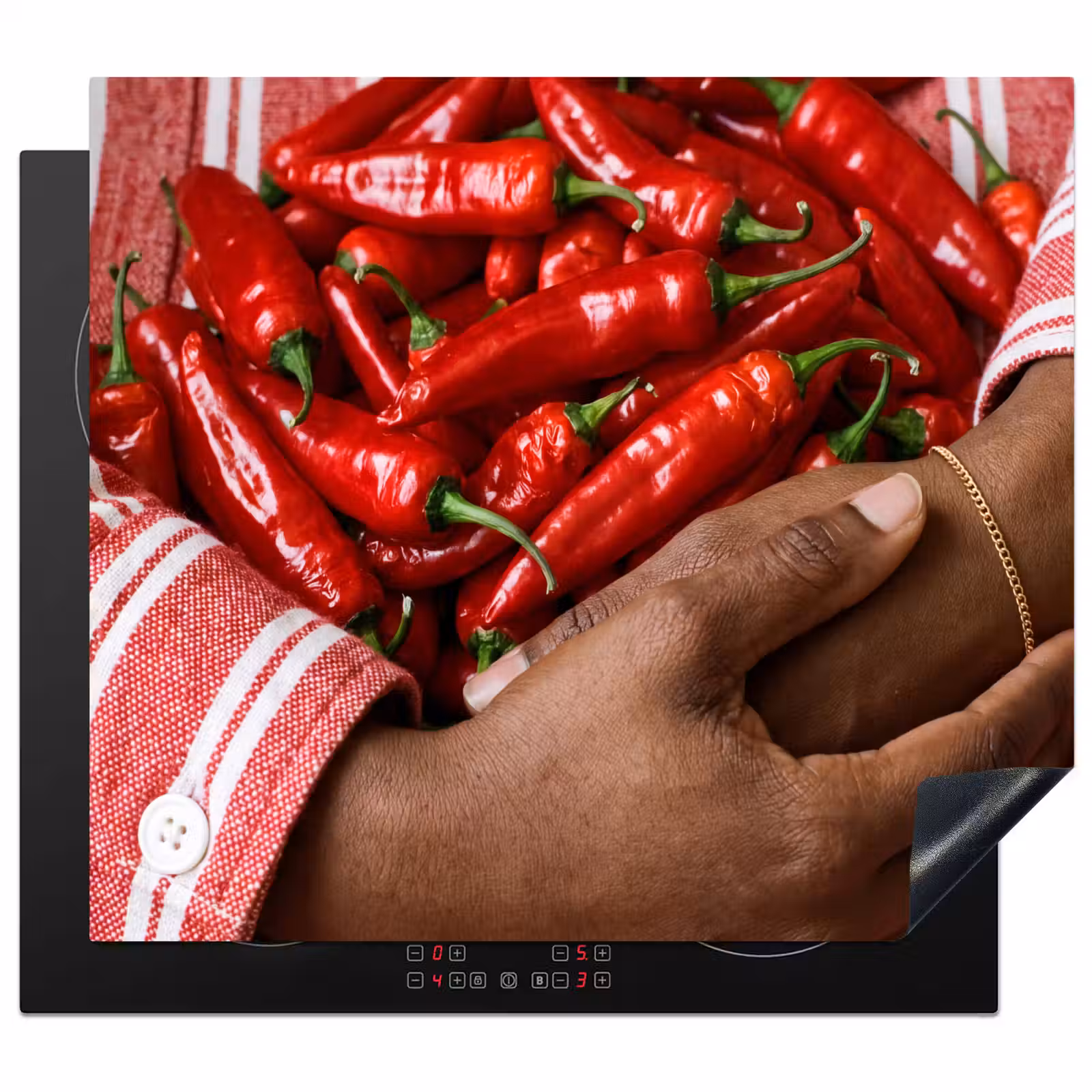 Herdabdeckplatte - Chilischoten – Rot – Hände — 1