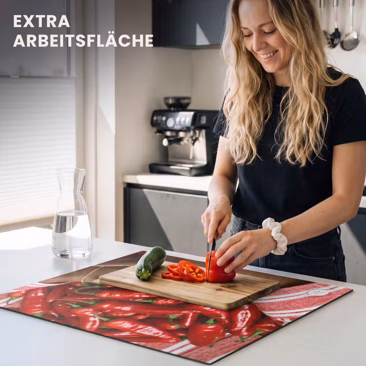 Herdabdeckplatte - Chilischoten – Rot – Hände — 4