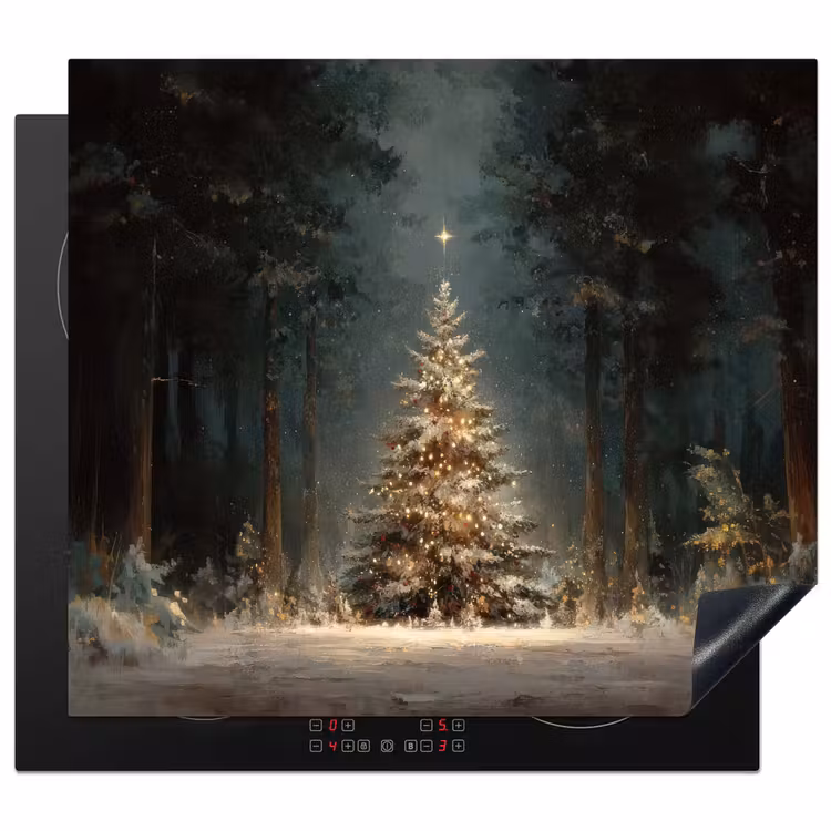 Herdabdeckplatte - Weihnachtsbaum - Wald - Schnee - mehrfarbig — 1