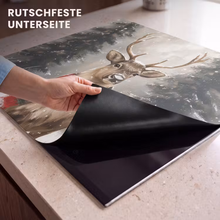 Herdabdeckplatte - Winter - Wald - Rentier - Dunkelheit — 9