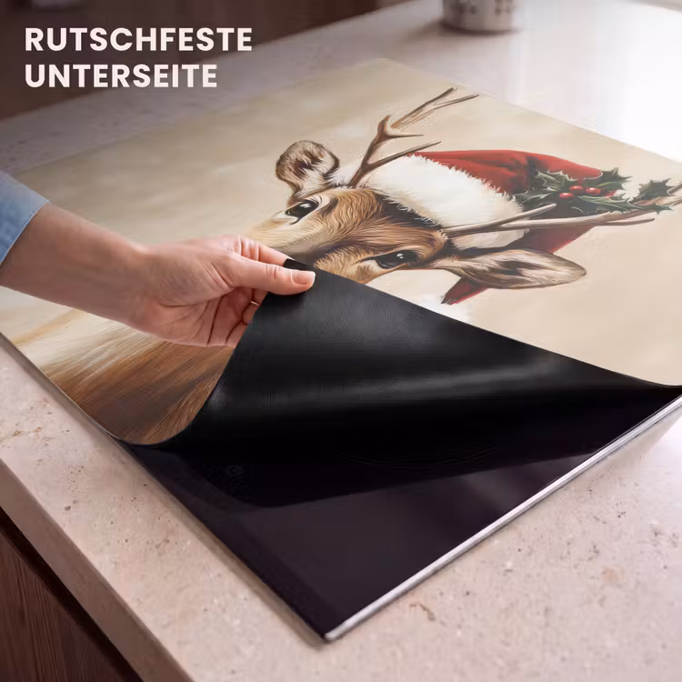 Herdabdeckplatte - Weihnachten - Hirsch - Geweih - Rot — 9