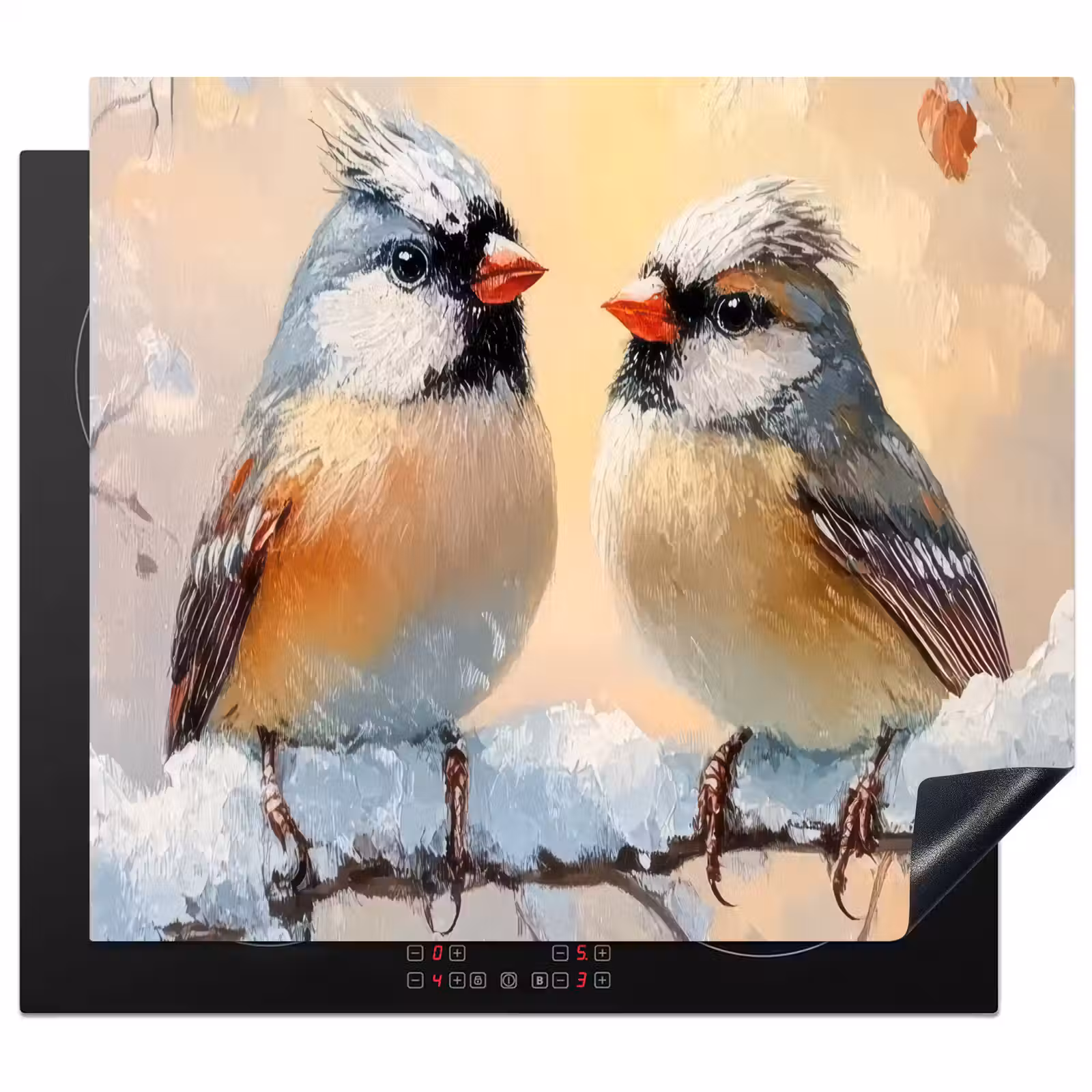 Herdabdeckplatte - Vögel - Zweig - Winter - Schnee — 1