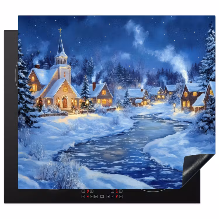 Herdabdeckplatte - Winterabend - Weihnachtsdorf - Dunkelheit — 1