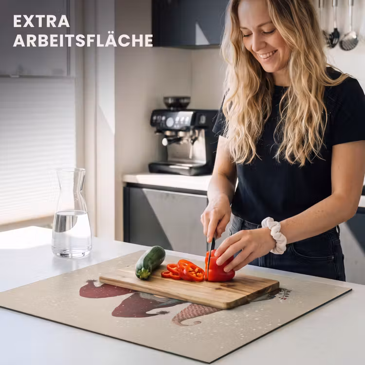 Herdabdeckplatte - Wichtel - Weihnachten - Schnee - Zipfelmützen — 4
