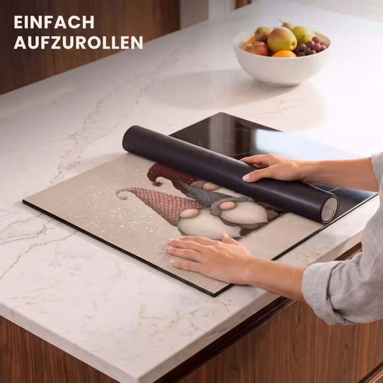 Herdabdeckplatte - Wichtel - Weihnachten - Schnee - Zipfelmützen — 7