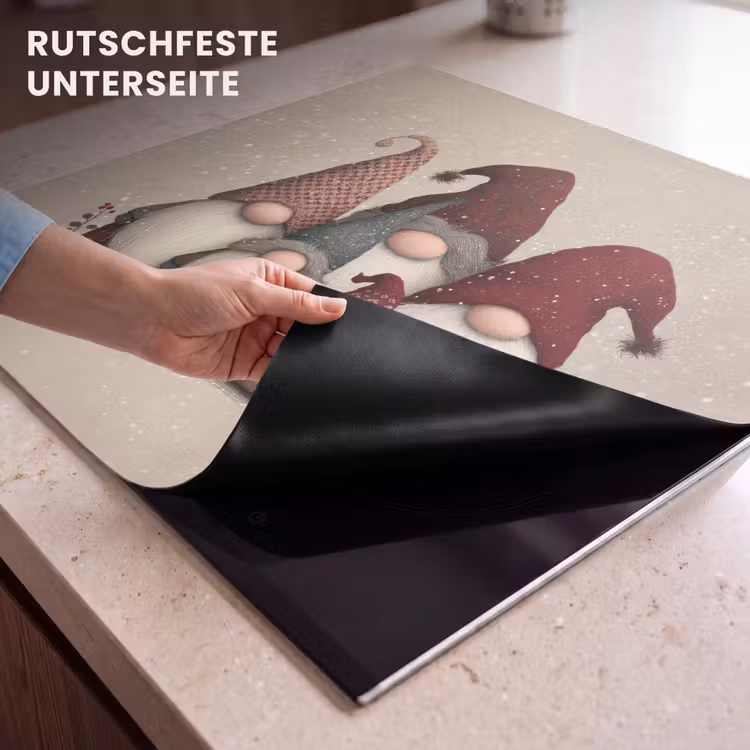 Herdabdeckplatte - Wichtel - Weihnachten - Schnee - Zipfelmützen — 9
