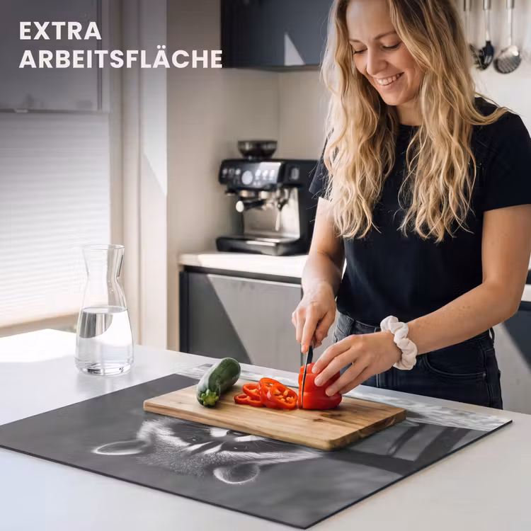 Herdabdeckplatte - Waschbär - Niedlich - Pasta - Tischtuch - Schwarz - Weiß — 4