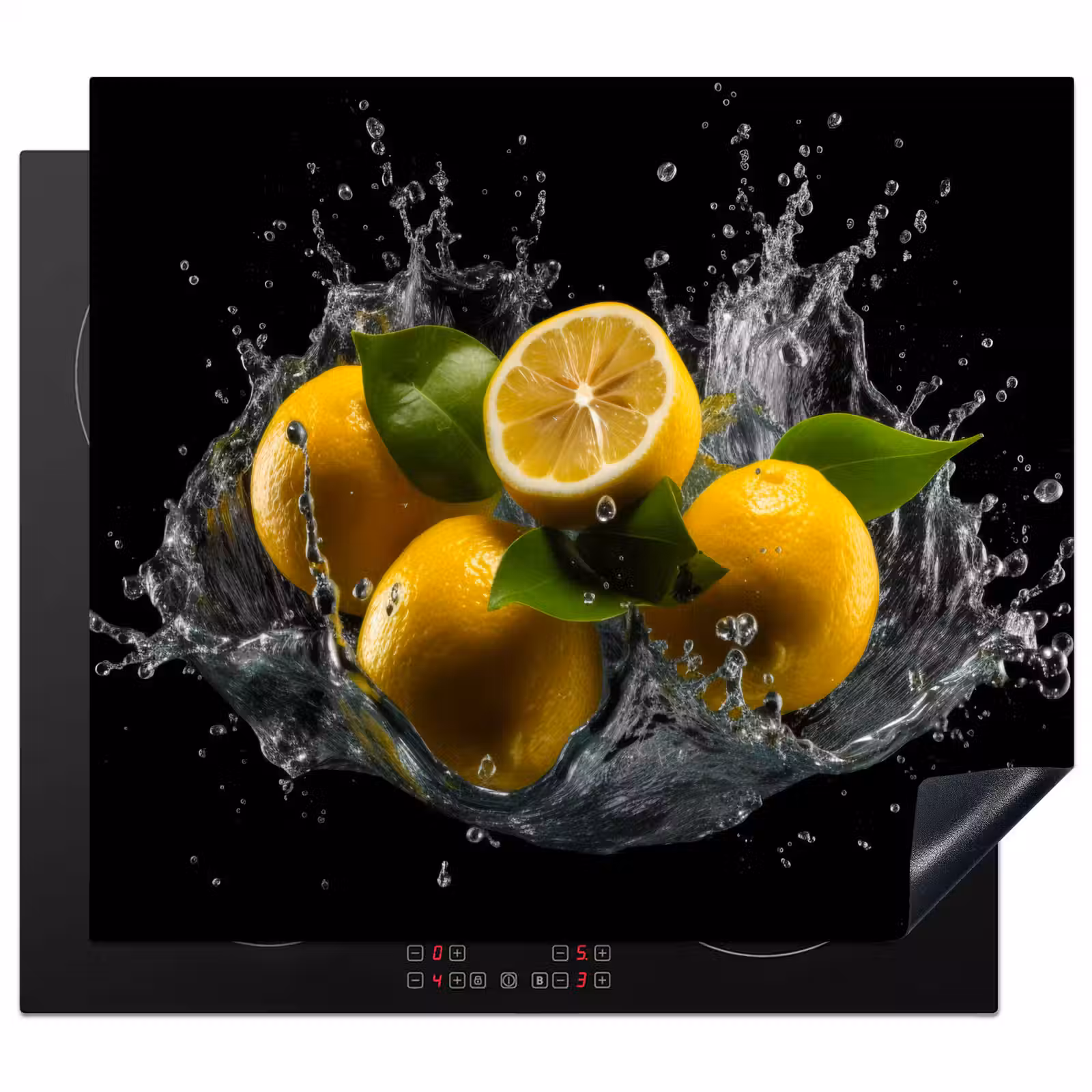 Herdabdeckplatte - Zitrone - Obst - Gelb - Schwarz — 1