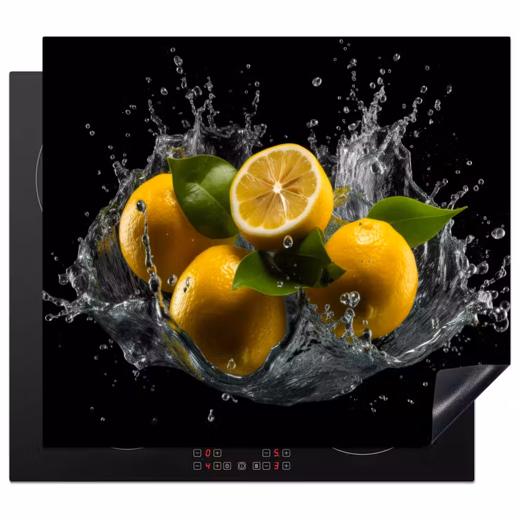 Herdabdeckplatte - Zitrone - Obst - Gelb - Schwarz — 1