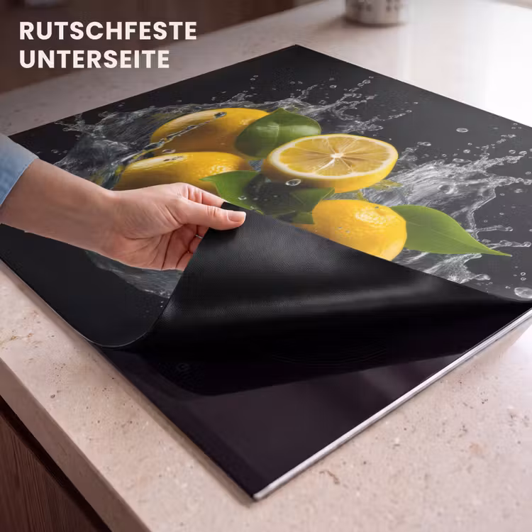Herdabdeckplatte - Zitrone - Obst - Gelb - Schwarz — 9