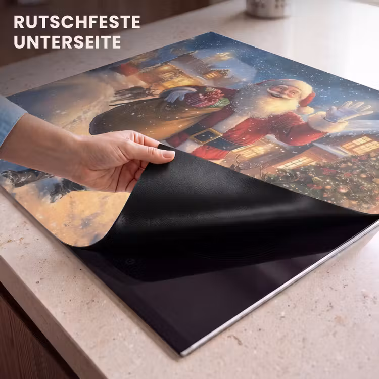 Herdabdeckplatte - Weihnachtsmann - Dorf - Hirsche - Dunkelheit — 9