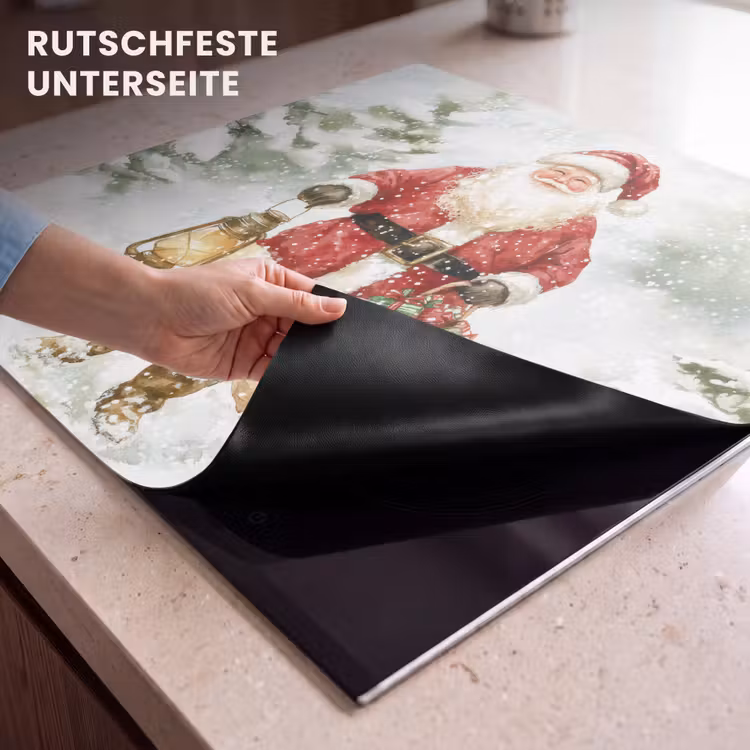 Herdabdeckplatte - Weihnachtsmann - Winter - Schnee - Weiß - Rot — 9